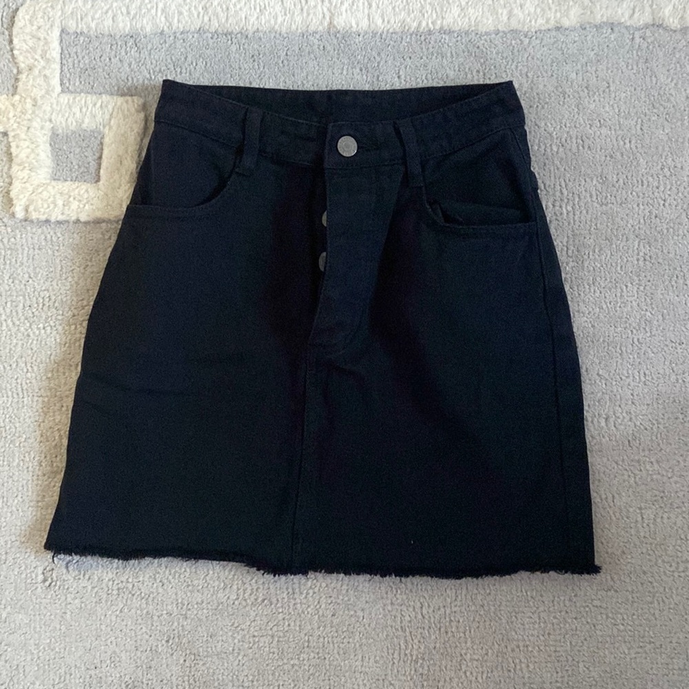 J Galt Black Jean Skirt